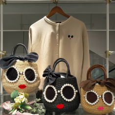 パールサングラスかごバッグ
3色展開
BLACK/BEIGE/BLEACH

大　￥25,300（in TAX）
小　￥22,000（in TAX）