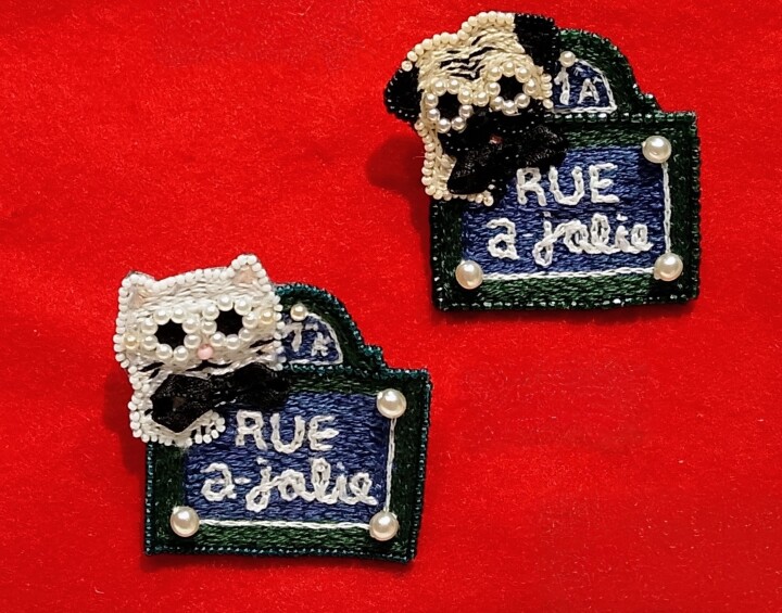 お馴染みのこちらも🐶🐱

右　Rue a-jolie×Carlin  ￥23,100(in TAX)
左　Rue a-jolie×Chaton  ￥23,100(in TAX)